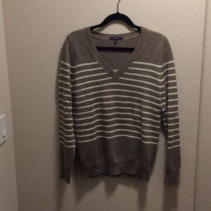 Gap V-Neck Striped Wool Blend Sweater Size L